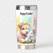 Moderne penseelstreek Paas Highland Koe 20oz Geïsoleerde Drinkbeker (Voorkant)