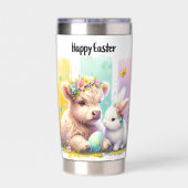 Moderne penseelstreek Paas Highland Koe 20oz Geïsoleerde Drinkbeker (Achterkant)