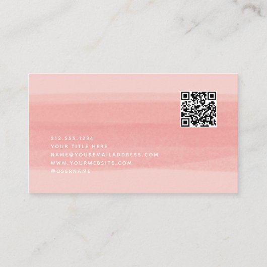 Moderne penseelstreek | Pink Peach met QR-code Visitekaartje (Achterkant)