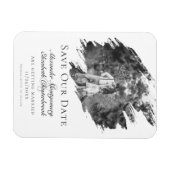 Moderne penseelstreekfoto De datum opslaan | Wit Magneet (Horizontaal)