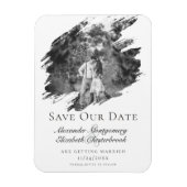 Moderne penseelstreekfoto De datum opslaan | Wit Magneet (Verticaal)