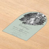 Moderne penseelstreekfoto | Sage Green Wedding Acryl Uitnodigingen (Laagn)