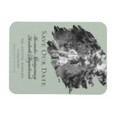 Moderne penseelstreekfoto Sla de datum op Sage Gre Magneet (Horizontaal)