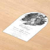 Moderne penseelstreekfoto | Witte bruiloft Acryl Uitnodigingen (Laagn)