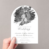 Moderne penseelstreekfoto | Witte bruiloft Acryl Uitnodigingen (Insitu (Draagbaar))