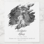 Moderne penseelstreekfoto | Witte bruiloft Wijn Etiket (Enkel label)