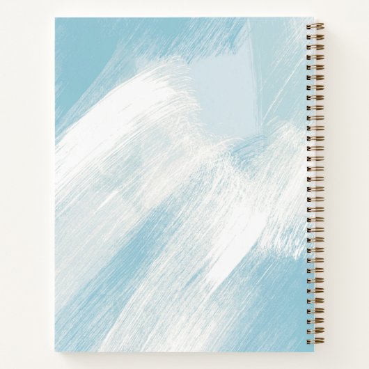 Moderne penseelstreken blauw Aqua Notitieboek (Achterkant)