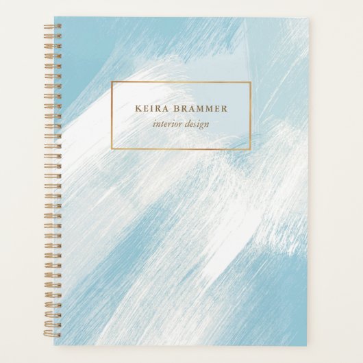 Moderne penseelstreken blauw Aqua Planner (Voorkant)
