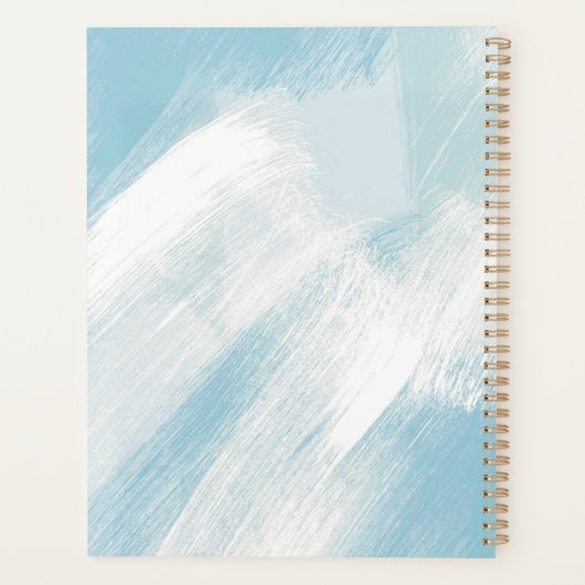 Moderne penseelstreken blauw Aqua Planner (Achterkant)
