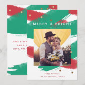 Moderne penseelstreken en goud | Kerstfoto Feestdagenkaart (Voorkant / Achterkant)