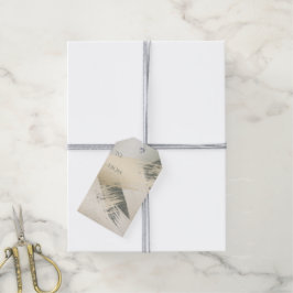 Moderne penseelstreken goud op Spruce Green Cadeaulabel