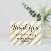 Moderne penseelstreken gouden strepen dank u briefkaart (Staand voorkant)