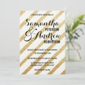 Moderne penseelstreken gouden strepen Trouwen Kaart (Staand voorkant)