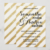 Moderne penseelstreken gouden strepen Trouwen Kaart (Voorkant / Achterkant)