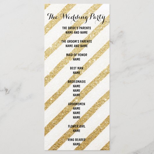 Moderne penseelstreken gouden strepen Trouwprogram Programmakaart (Achterkant)