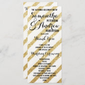 Moderne penseelstreken gouden strepen Trouwprogram Programmakaart (Voorkant / Achterkant)