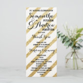 Moderne penseelstreken gouden strepen Trouwprogram Programmakaart (Staand voorkant)