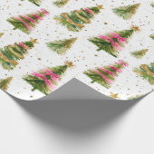 Moderne penseelstreken kerstbomen cadeaupapier (Hoek)