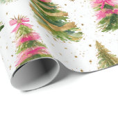 Moderne penseelstreken kerstbomen cadeaupapier (Rol Hoek)