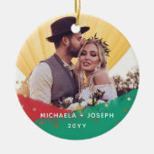 Moderne penseelstreken | Kerstfoto 2 Keramisch Ornament (Voorkant)