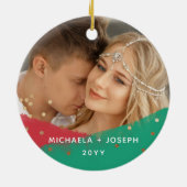 Moderne penseelstreken | Kerstfoto 2 Keramisch Ornament (Achterkant)