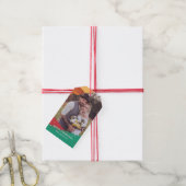 Moderne penseelstreken | Kerstfoto Cadeaulabel (Met Touw)