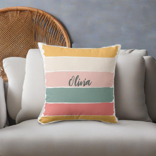 Moderne penseelstreken met trendy kleuren kussen