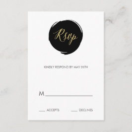 Moderne penseelstreken Reactiekaart RSVP Kaartje