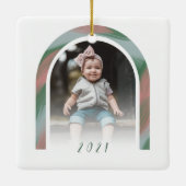 Moderne penseelstreken regenboogfoto keramisch ornament (Achterkant)