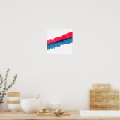 Moderne penseelstreken rode blauwe waterverf strep poster (Keuken)