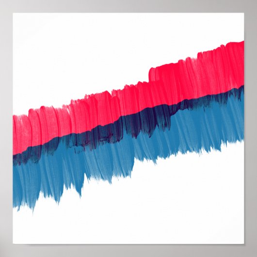 Moderne penseelstreken rode blauwe waterverf strep poster (Voorkant)