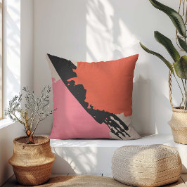 Moderne penseelstreken - Roze, Perzik & Zwart op B Kussen