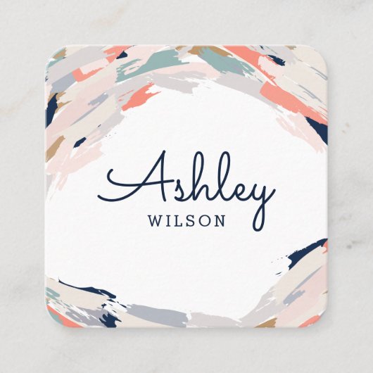 Moderne penseelstreken vierkante visitekaartje (Voorkant)