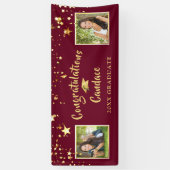 Moderne penseelstrips Maroon en gouden foto Spandoek (Verticaal)