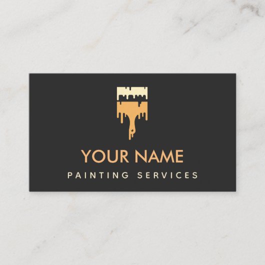 Moderne penseelverf druipend minimaal elegant zwar visitekaartje (Voorkant)