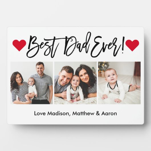 Moderne penseelweergave 3 Foto beste vader ooit Fotoplaat (voorkant)