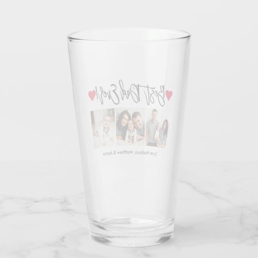 Moderne penseelweergave 3 Foto beste vader ooit Glas (Achterkant)