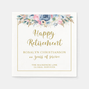 Moderne Pensioen Elegant Script Gouden Bloem Servet