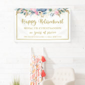 Moderne Pensioen Elegant Script Gouden Bloem Spandoek (Insitu)