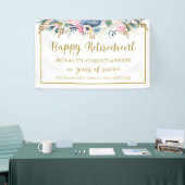 Moderne Pensioen Elegant Script Gouden Bloem Spandoek (Beurs)