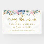 Moderne Pensioen Elegant Script Gouden Bloem Spandoek (Horizontaal)