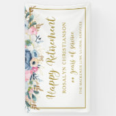Moderne Pensioen Elegant Script Gouden Bloem Spandoek (Verticaal)