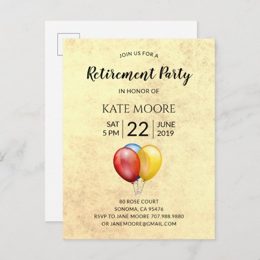 Moderne Pensioenpartij met uitnodiging tot luchtba (Voorkant / Achterkant)