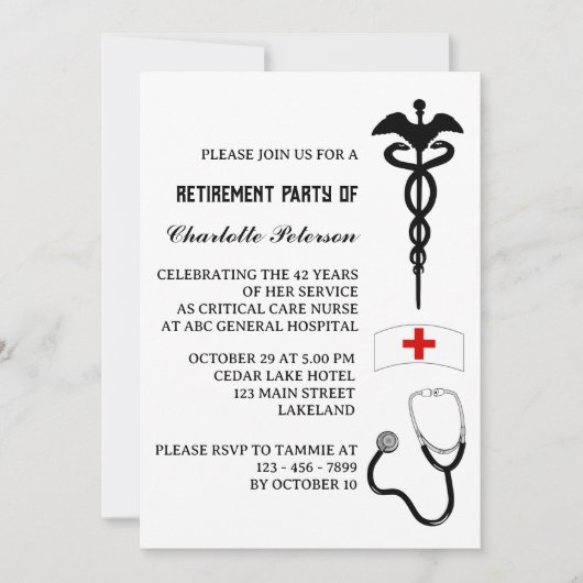 Moderne pensioenpartij voor verpleegsters kaart (Voorkant)