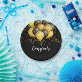 Moderne Pensioenpartij zwart en goud Papieren Bordje (Feest)