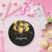 Moderne Pensioenpartij zwart en goud Papieren Bordje (Feest)