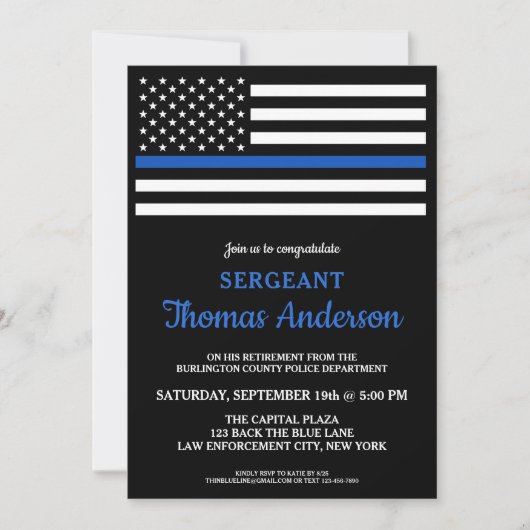 Moderne pensionering van de Thin Blue Line Police  Kaart (Voorkant)