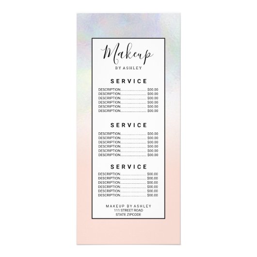 Moderne peper nacre ombre blush roze holographic reclamekaart (Voorkant)