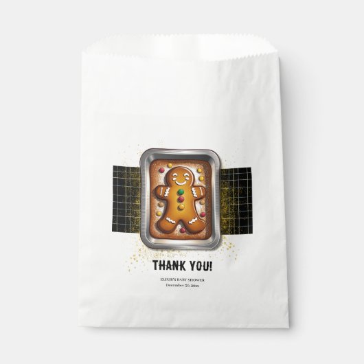 Moderne peperkoek in Pan Baby shower Bedankzakje (Voorkant)