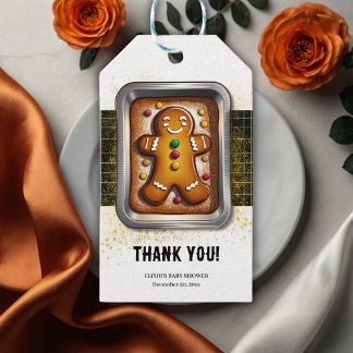 Moderne peperkoek in Pan Baby shower Cadeaulabel